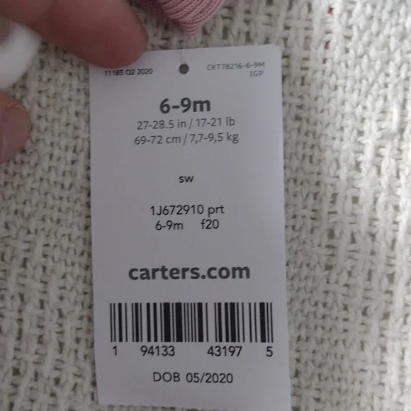 NWT Carter's Baby Girl Long Sleeve Sleeper Sleeping Bag size 6-9 month winter - Picture 6 of 8